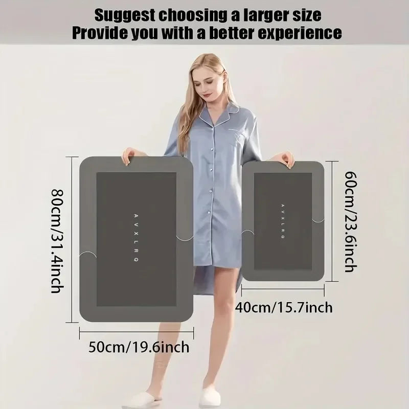 Diatomaceous Earth Bath Mat Super Absorbent Non Slip Fast Drying Soft Floor Mat for Bathroom Shower Laundry Bedroom Kitchen RV